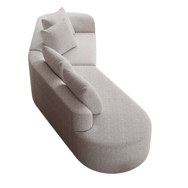 Modular Curved Sectional Sofa, Oversized Chenille Cloud Couch, Compressed Upholstered Sofa with 4 Throw Pillows