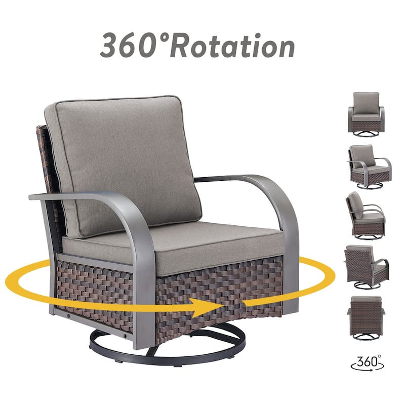 Gymojoy Industrial Style Outdoor Wicker Swivel Glider Chairs Set of 2