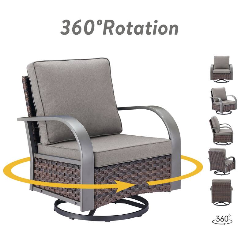 Gymojoy Industrial Style Outdoor Wicker Swivel Glider Chairs Set of 2