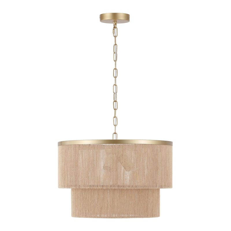 GetLedel 3-Light Coastal Boho Rope Drum Chandelier Hand-woven Ceiling Light