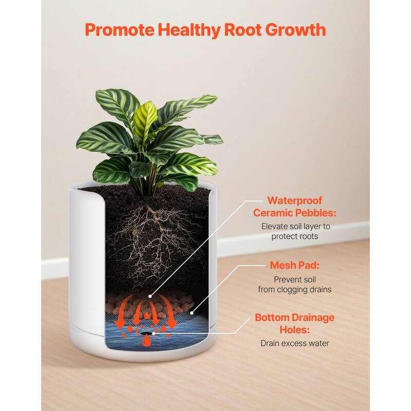 12-Inch Tree Planter Pot with Detachable Saucer and Pads - 11.81 × 11.81 × 11.02 inch