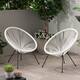 Anson Outdoor Steel Chairs w/ Hammock Rattan Seating (Set of 2) by Christopher Knight Home