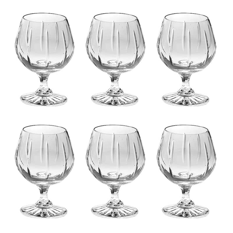 Crystal Sherry Brandy Snifter Glasses Set of 6 Handcrafted