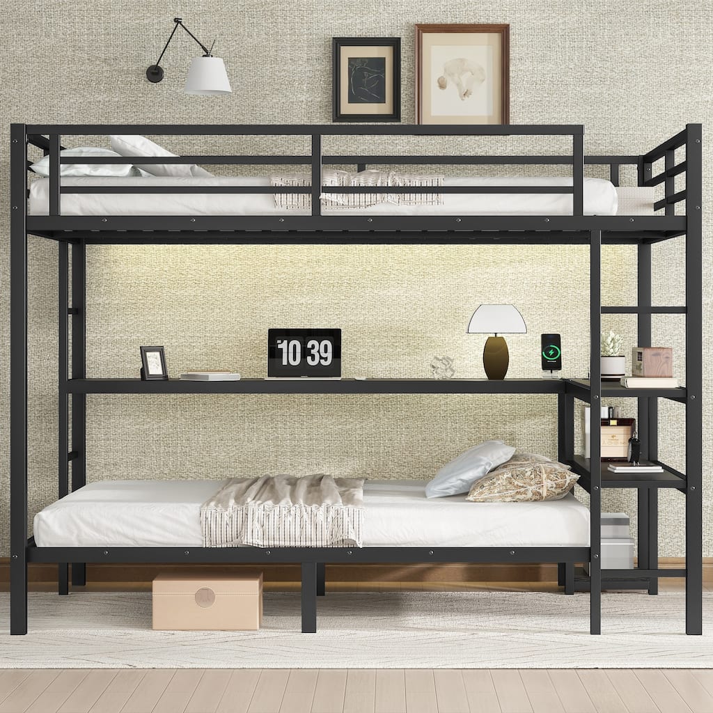 Versatile Metal Bunk Bed with Multiple Placements and Functional Design