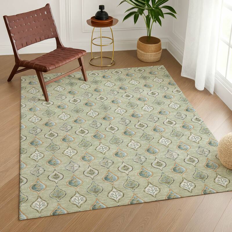 Machine Washable Indoor/ Outdoor Casual Greenwood Chantille Rug