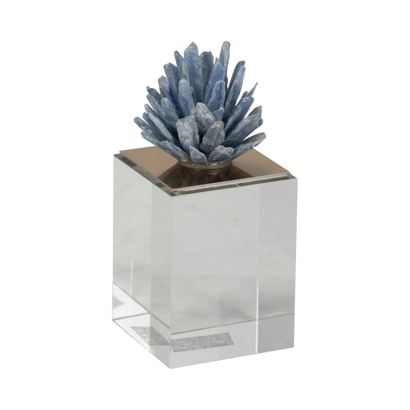 Sagebrook Home Julia Blue Stone Crystal Block, Perfect for Decor