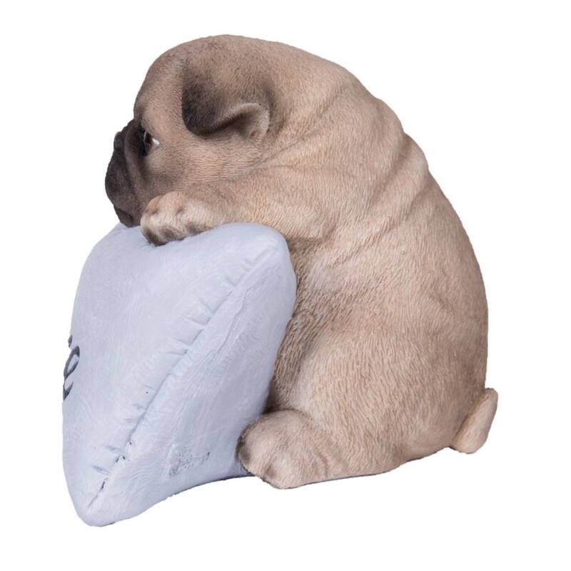 5" Pug with Welcome Sign Outdoor Garden Statue