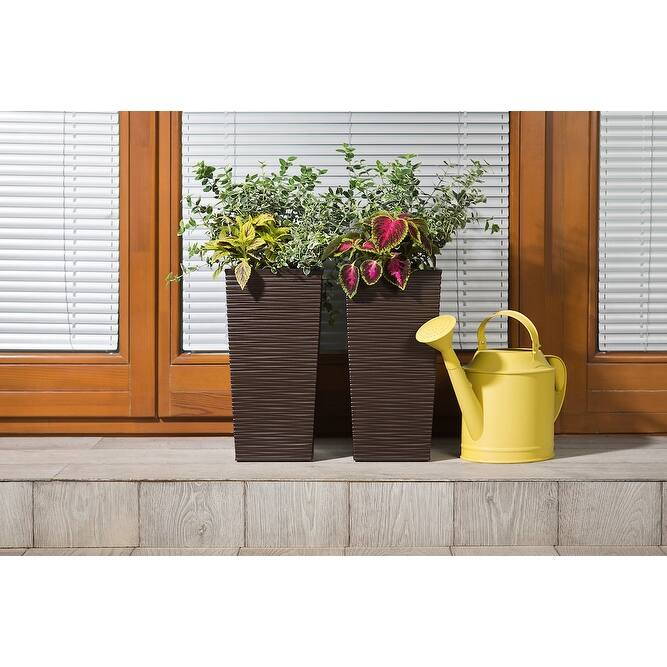 Lamela 22.4 in H Rectangular Plastic Modern Style Finezja Planter w/Removable Insert Shelf, Porch Planters, Flower Pot