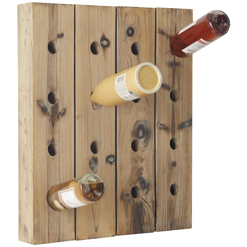 Wood Wall Wine Rack - Brown - Roche River Decor - Brown - 21"W, 25"H