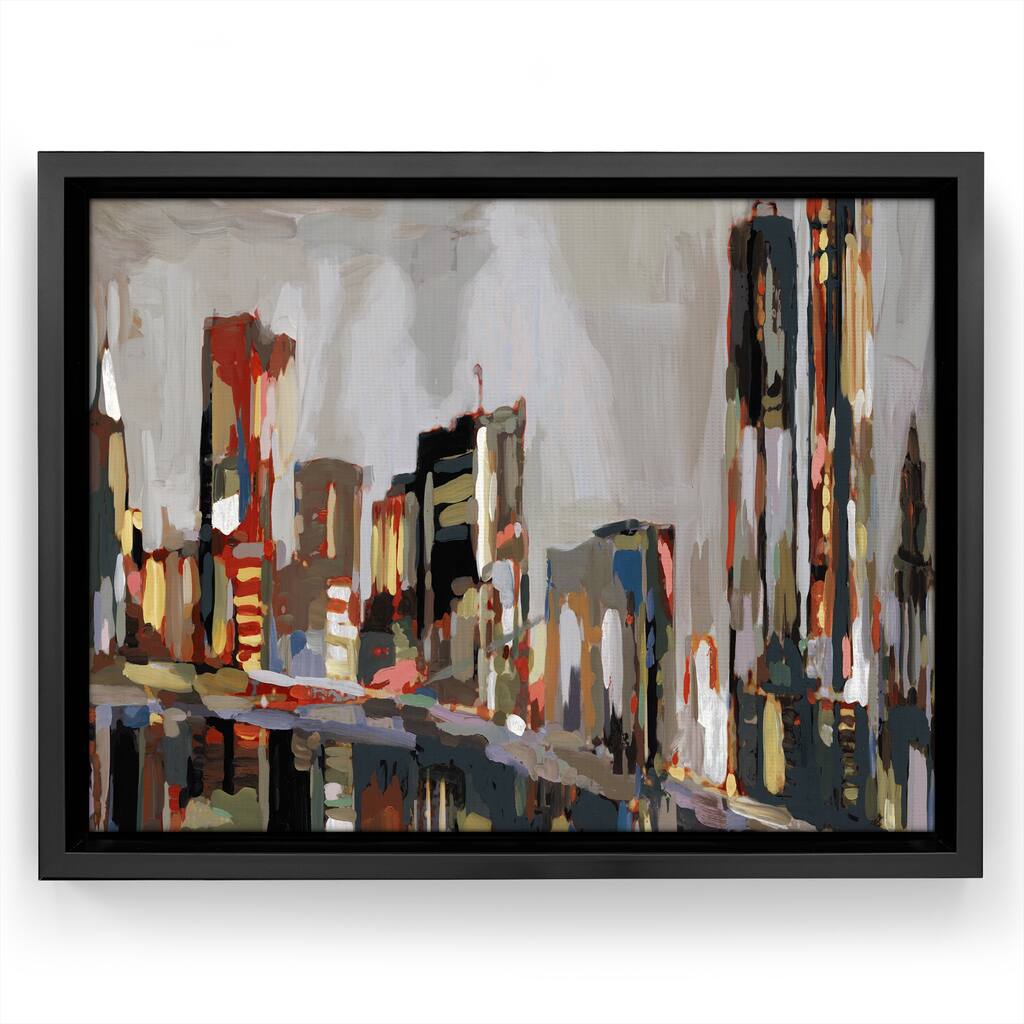 Americanflat - Manhattan Nights by PI Creative Art Floating Canvas Frame - Modern Wall Art Decor