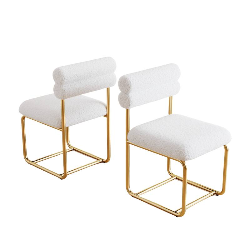 Teddy Fabric Dining Chairs, Thick Cushioned, Sturdy & Comfy, Set of 2