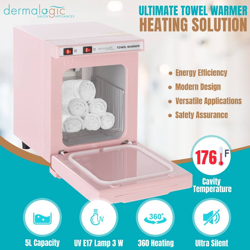 2in1 Towel Warmer UV Sterilizer (5L) for Salon Spa Beauty Massage and Home Use, Pink