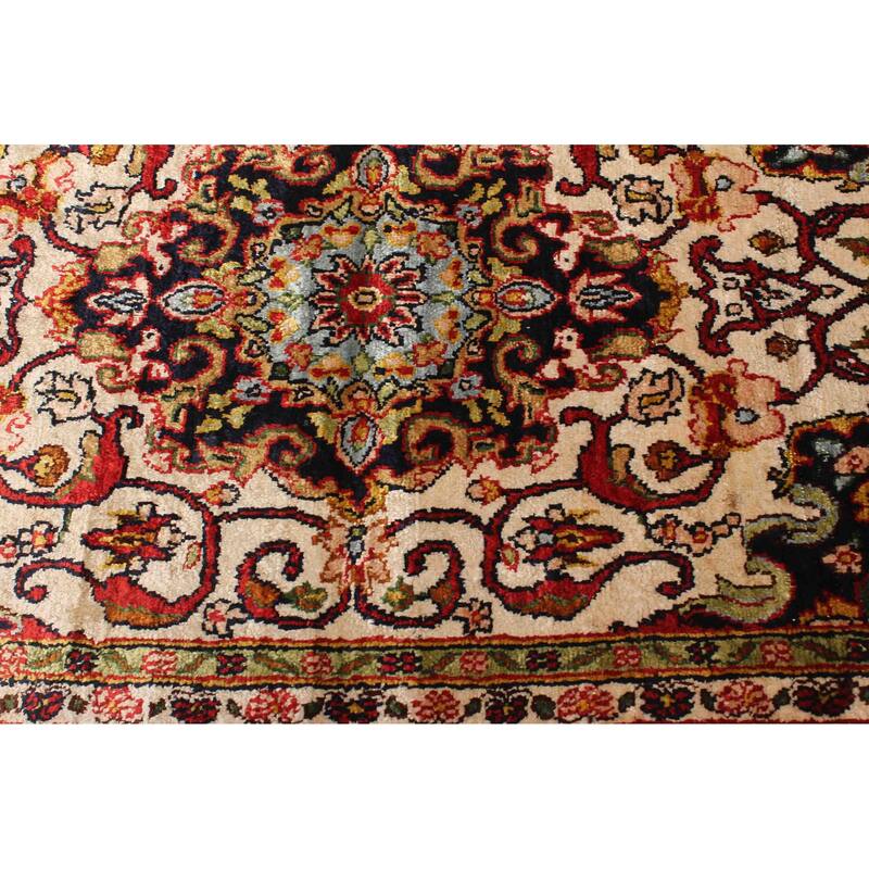 ECARPETGALLERY Hand-knotted Hereke Cream Silk Rug - 1'6 x 2'4