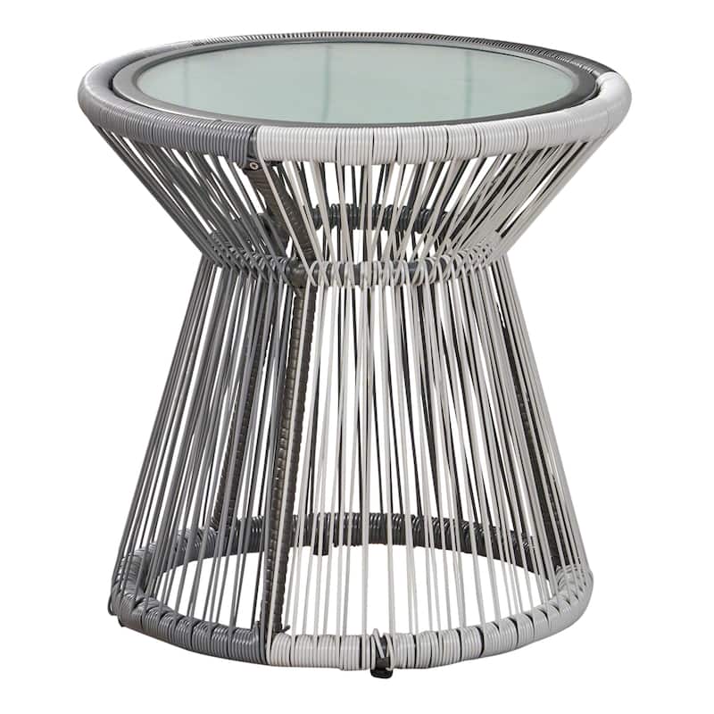 Milan Outdoor Faux Rattan Side Table with Glass Top by Christopher Knight Home - 18.25" L x 18.25" W x 18.25" H