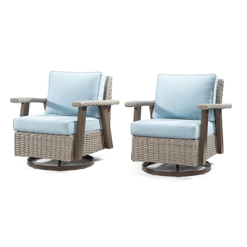 Cozywor Wicker Patio Outdoor Swivel Rocking Chair (Set of 2)