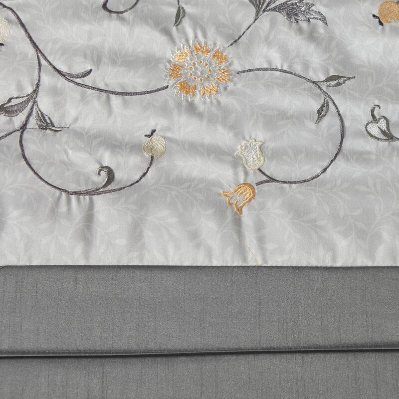 GDF Studio - Embroidered 7-Piece Comforter Set with Decorative Pillows