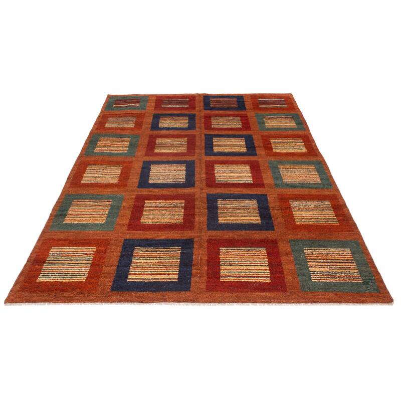ECARPETGALLERY Hand-knotted Pak Finest Gabbeh Burnt Orange Wool Rug - 8'9 x 12'6