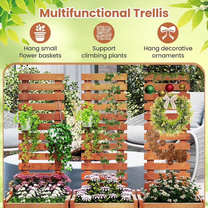 Costway 1/2 PCS Wooden Raised Garden Bed Elevated Patio Yard Planter