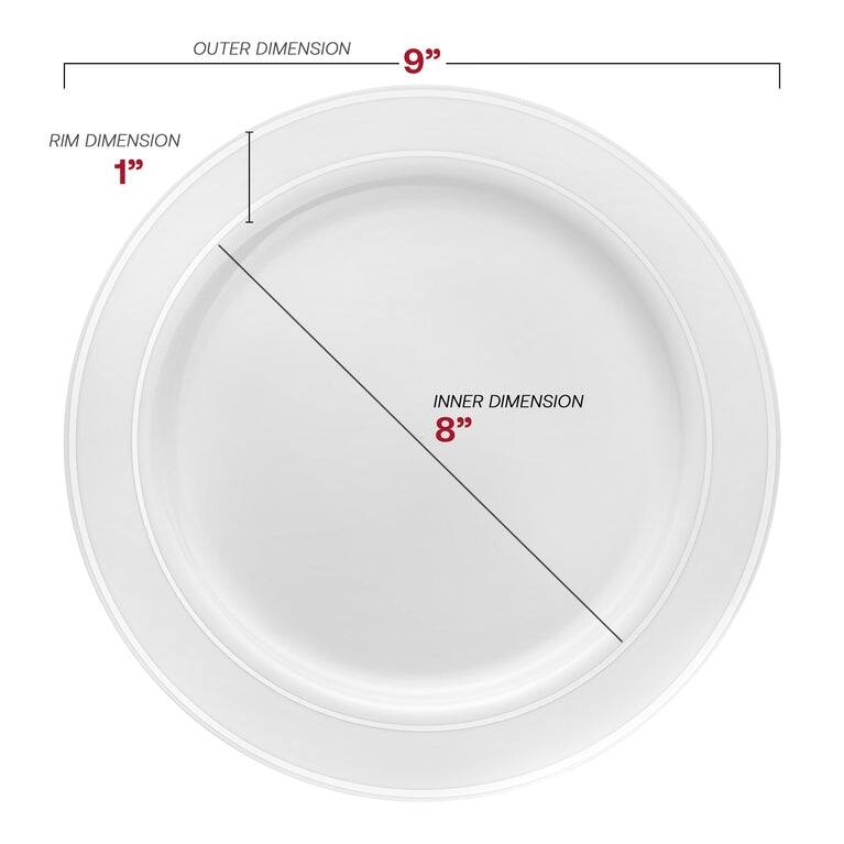 Shiny Round Edge Rim Disposable Plastic Plate Packs - Party Supplies