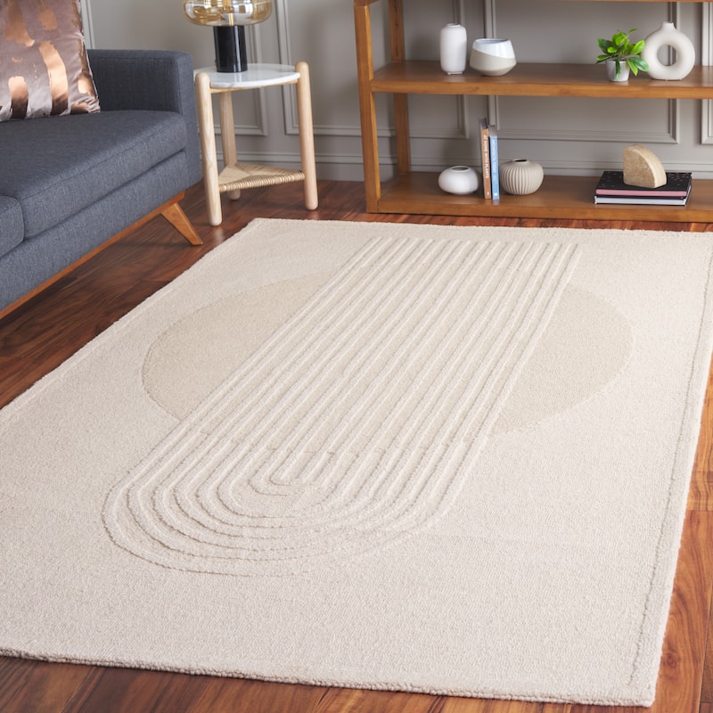 SAFAVIEH Handmade Rodeo Drive Miya Mid-Century Modern Wool Rug - 6' Square - Ivory/Beige