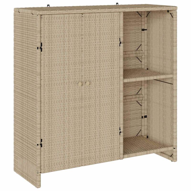 vidaXL Storage Cabinet Beige/Brown/Grey 100x36x102 cm Rattan - 14.2 x 39.4 x 40.2