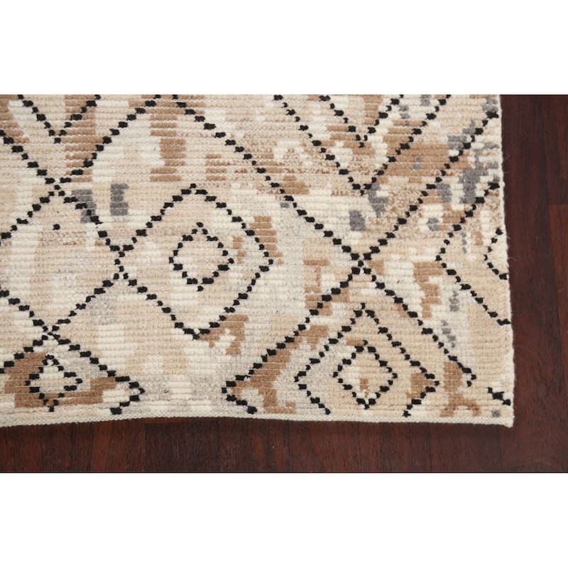 Geometric Moroccan Oriental Wool Area Rug Hand-knotted Modern Carpet - 5'4" x 7'5"
