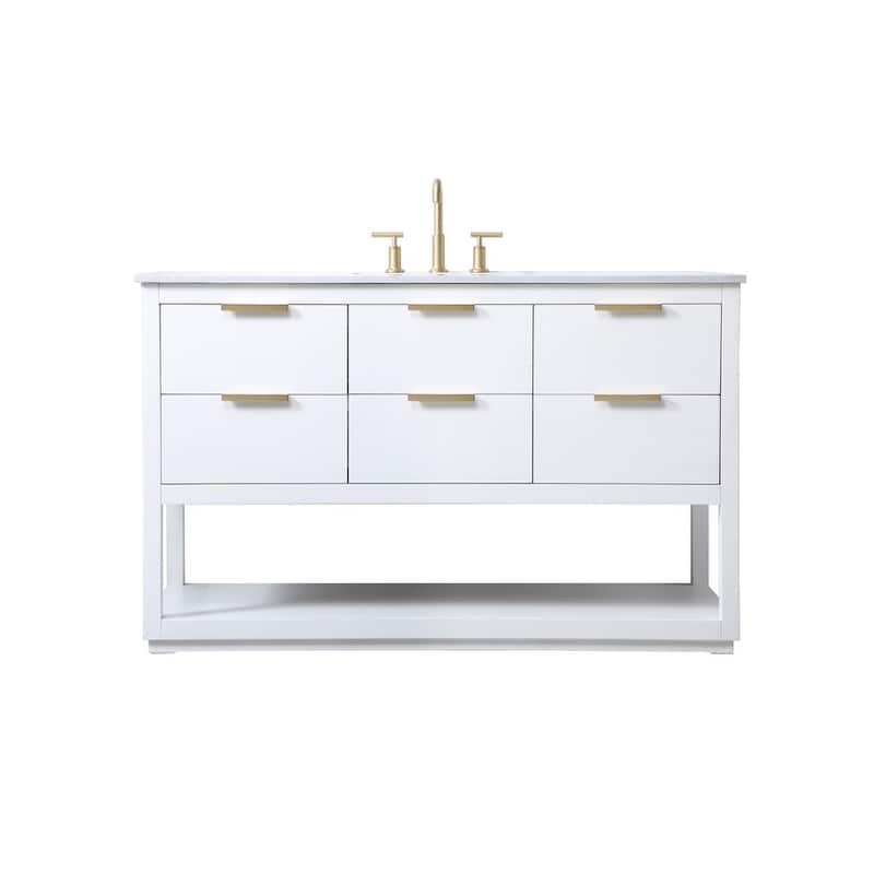 Elegant Lighting VF19254 Larkin 54" Free Standing Single Basin Vanity - White