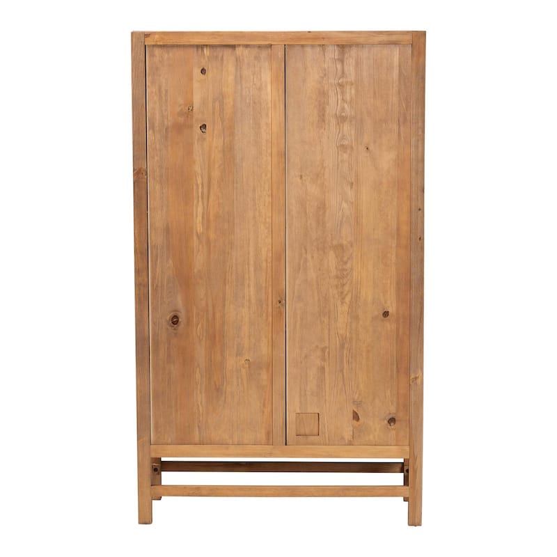 Sibu Storage Cabinet with Rattan Doors - Tall Accent Cabinet with Double Doors and Four Interior Shelves