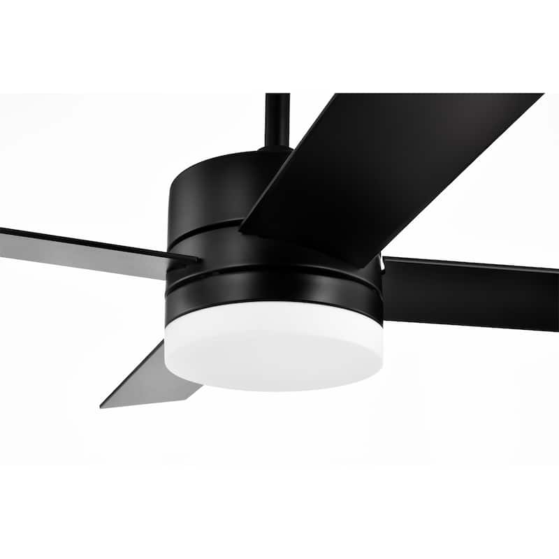 Matte Black 52 in. 6-Speed Integrated LED Indoor 4-Blade Ceiling Fan with Light Kit and Remote Control