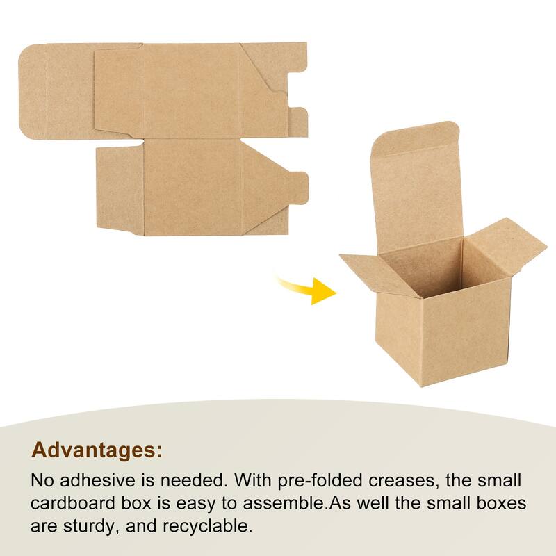 Paper Cardboard Boxes Gift Paper Box Brown 2x2x2 Inch for Gift Wrap 15Pcs