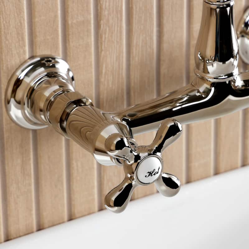Kingston Brass English Country Two-Handle 2-Hole Wall Mount Bathroom Faucet