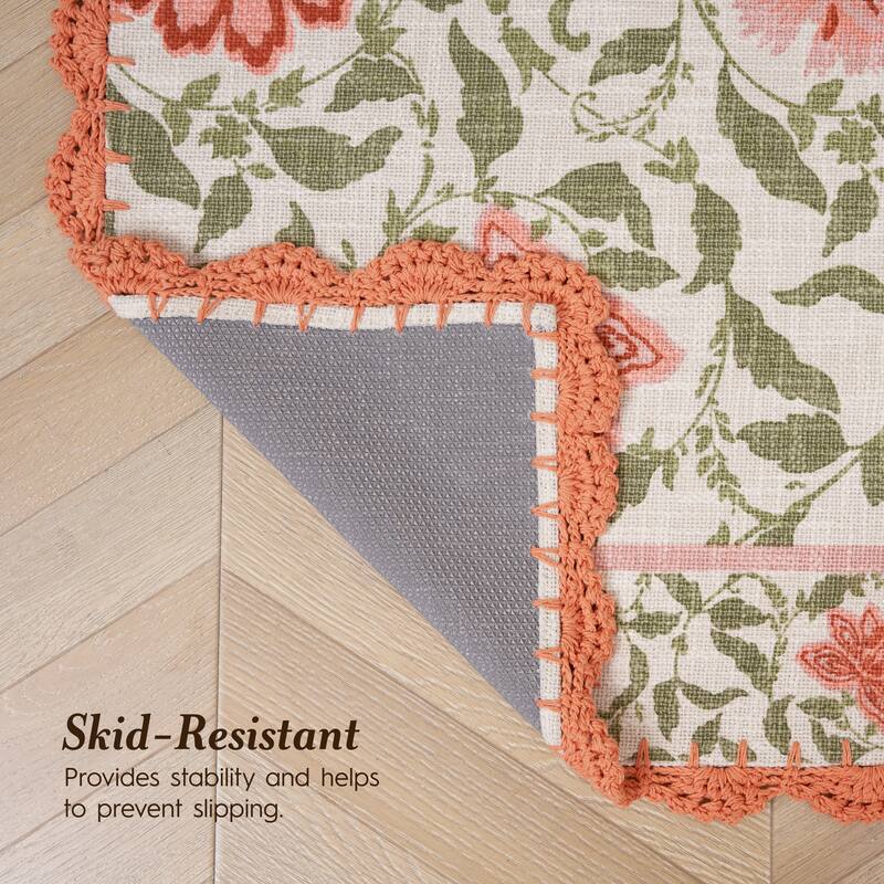 Laura Ashley Cotton Slub Crochet Border Rugs