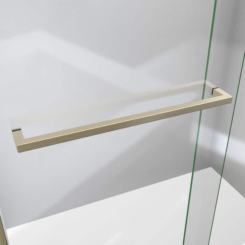 DreamLine Sapphire-V 44 - 48 in. W x 76 in. H Bypass Shower Door in Brushed Gold and Clear Glass