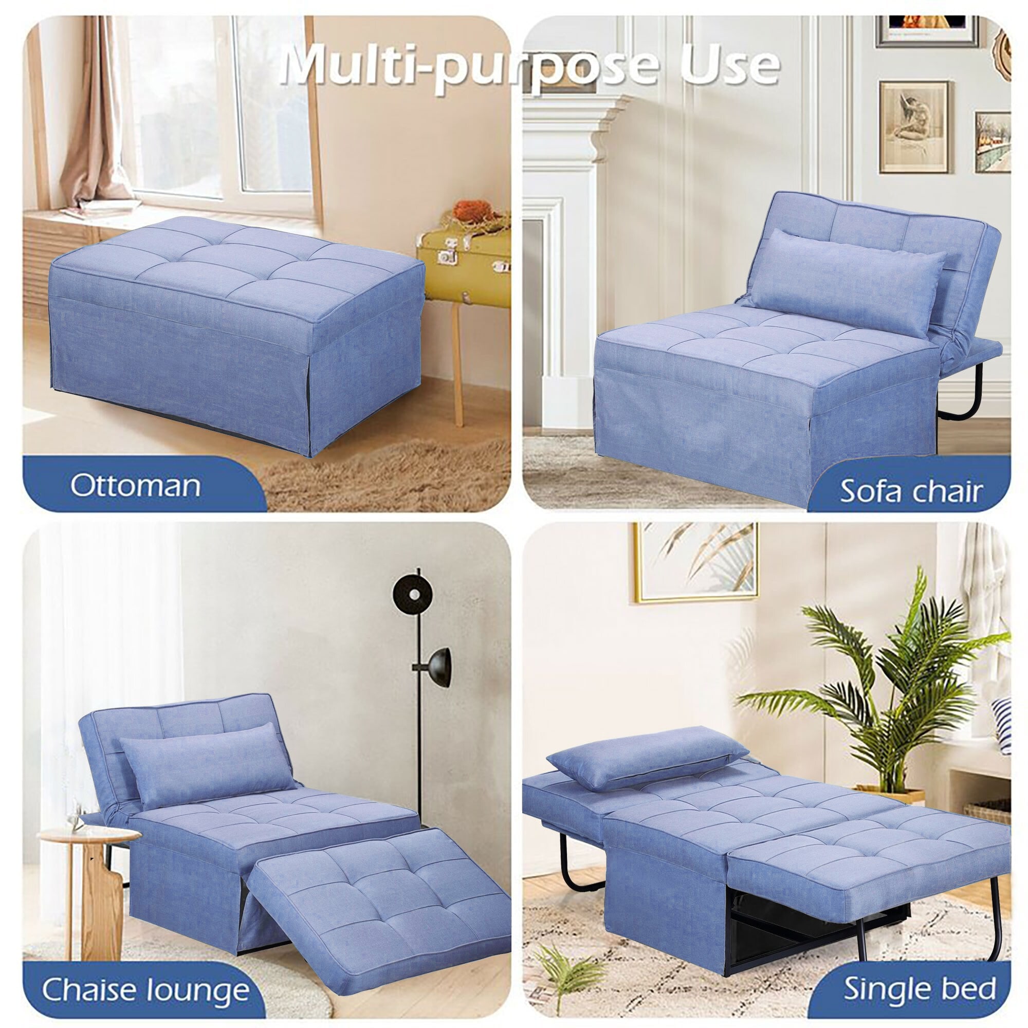 Convertible Futon Sofa Bed Sleeper Sofa Chair Couch Folding Ottoman Back  Adjustable for Living Room - On Sale - Bed Bath & Beyond - 35665771