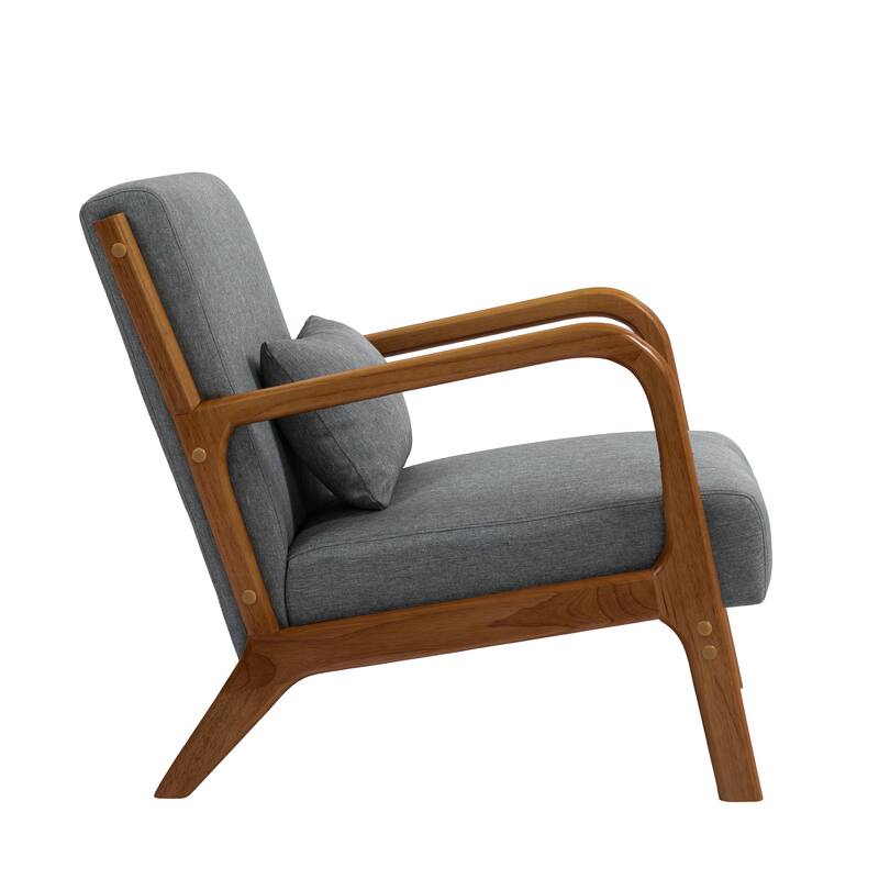 Mid Century Solid Wood Upholstered Accent Chair