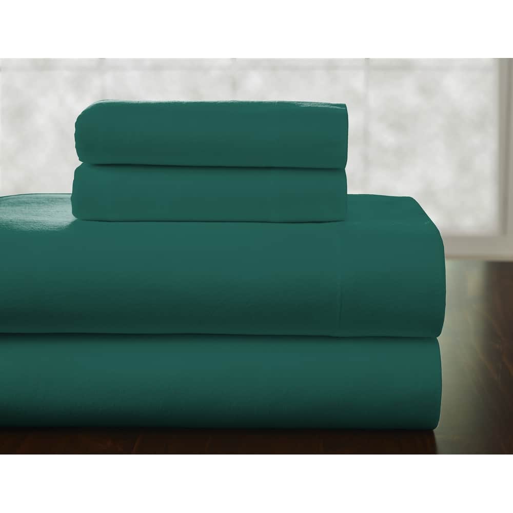 Pointehaven 175 GSM Cotton Flannel Bed Sheet Set with Oversized Sheets