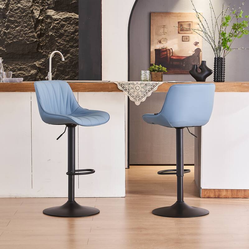 Adjustable Swivel Bar Stools Set of 2 Modern Upholstered Counter Stools