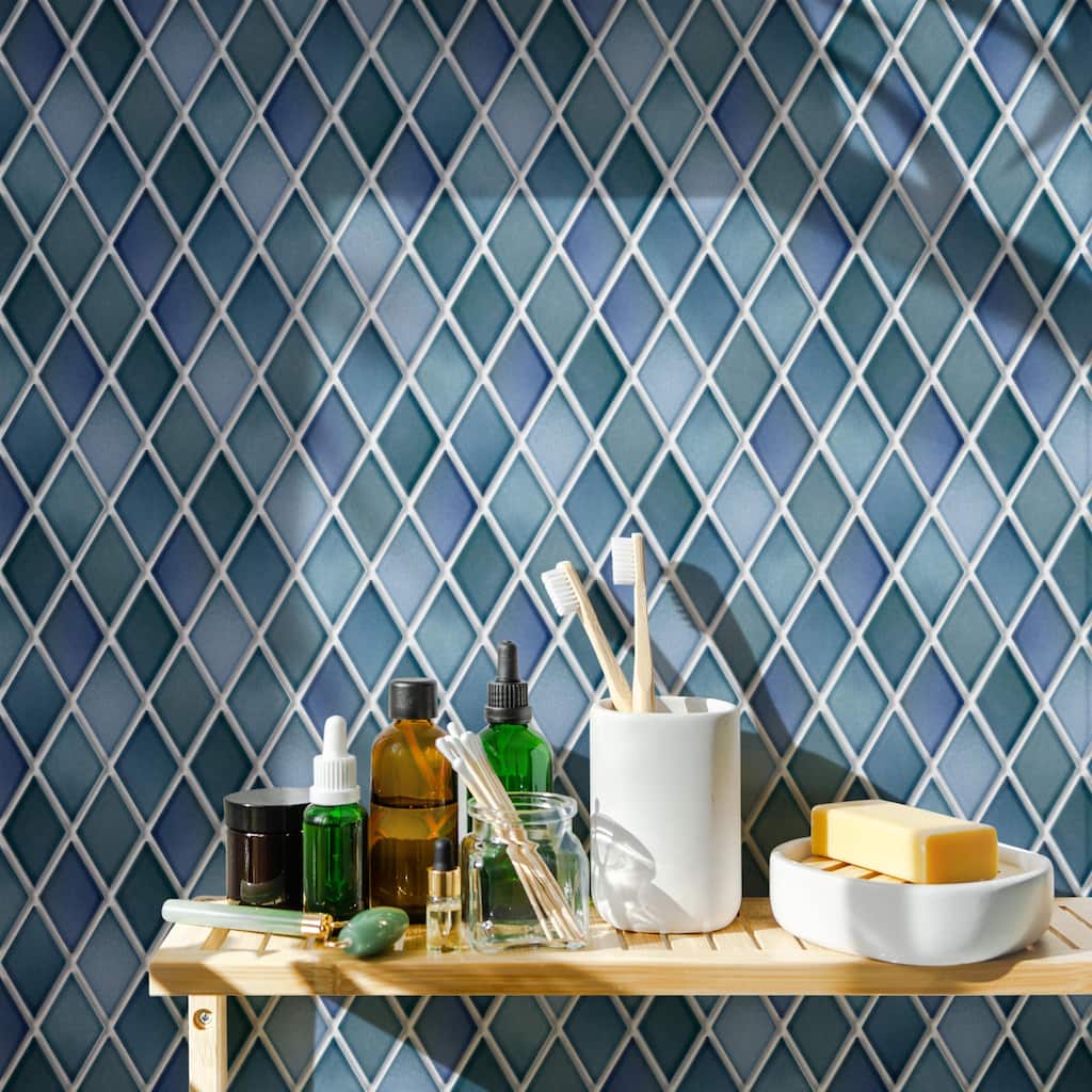 Merola Tile Hudson Kite Aquamarine 10-1/8" x 11-3/4" Porcelain Mosaic Floor and Wall Tile