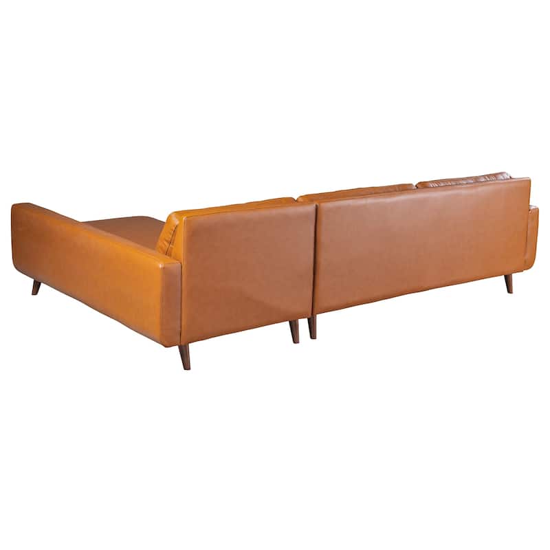 Bellisa Mid Century Modern Living Room Cognac Leather Corner Sectional Sofa