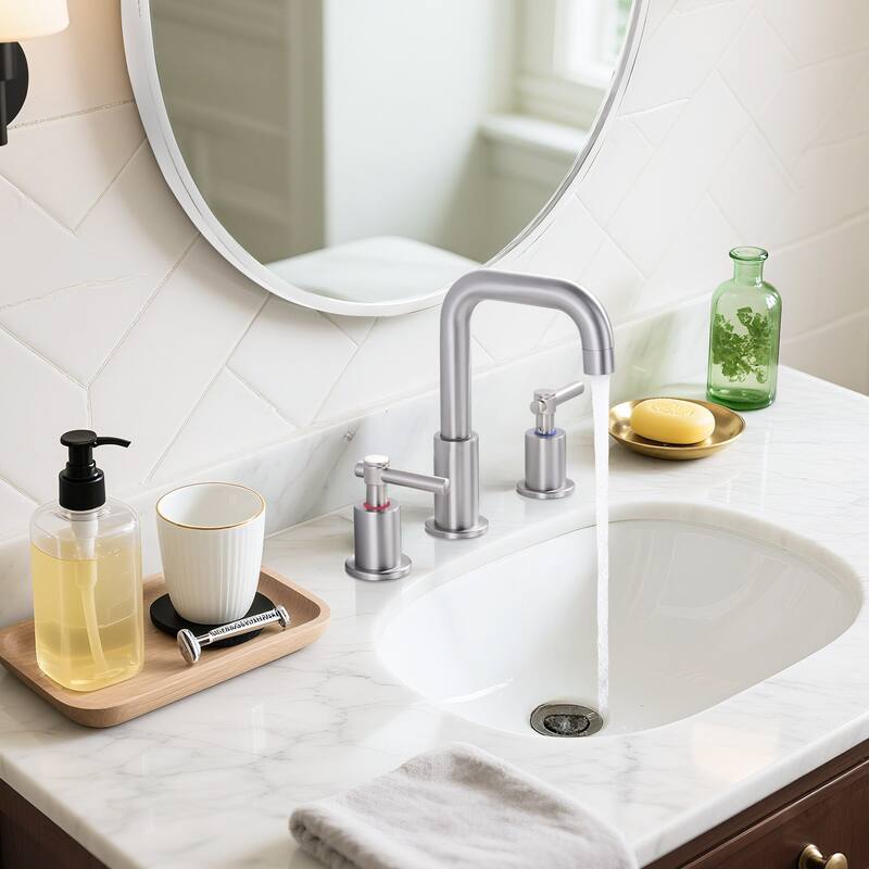 WOWOW 8 in. Widespread Double Handle Bathroom Faucet