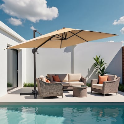 11 x 9 FT Outdoor Patio Cantilever Offset Rectangle Umbrella