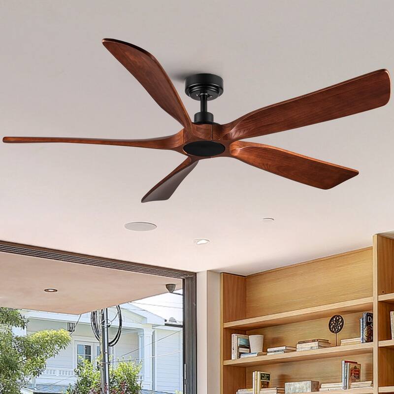 YUHAO SylvanAir Modern 52 in. Flush Mount Outdoor/Indoor Ceiling Fan with 3 Solid Wood Blades and DC Reversible Motor