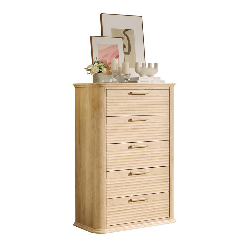 Fluted Curved Dresser with Drawers for Bedroom, Chest of Drawers Closet Storage Organizer