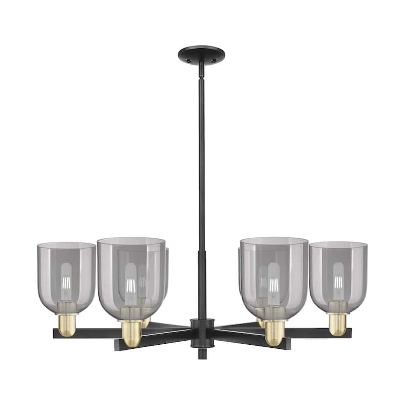 Innovations Lighting Endless Possibilities Arcadia - Bella - 6 Light 35" Stem Hung Chandelier - Black Antique Brass/Light Smoke