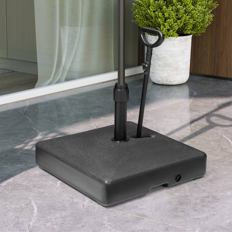 Patio HDPE Plastic Free Standing Market Umbrella Base with Wheels - Black