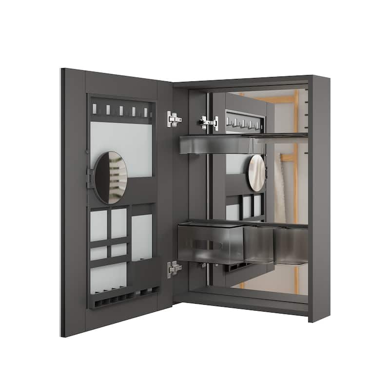 Multi-Function Mirror Cabinet Wall-Mounted Storage with Adjustable Organizer Boxes