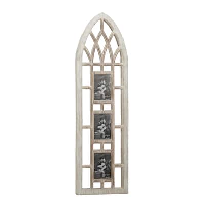 Wooden Slim Arched Window Inspired 3 Slot Wall Photo Frame - Light Brown - Roche River Decor