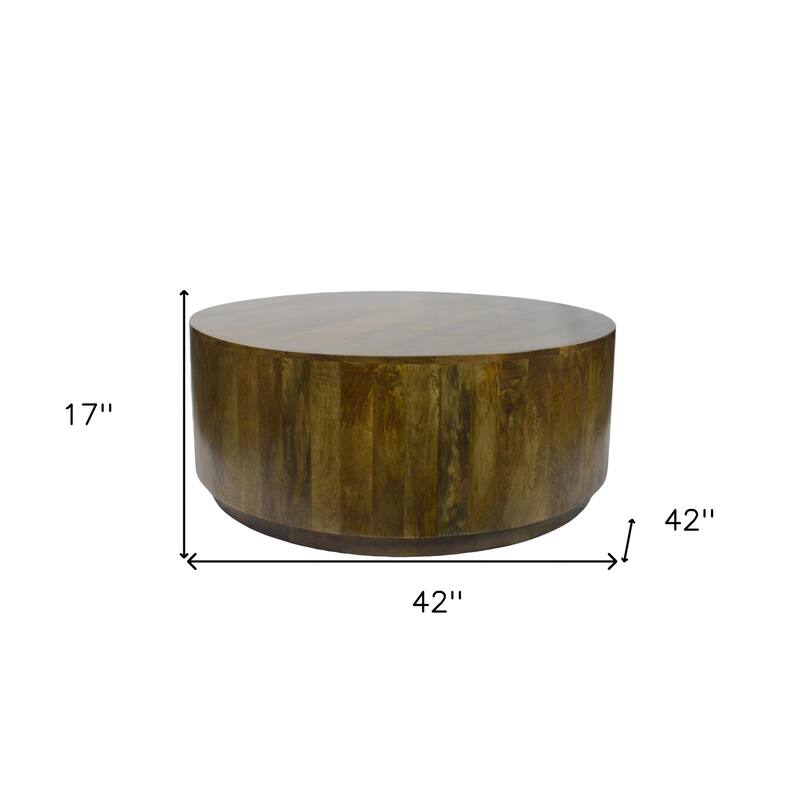 HomeRoots 42" Brown Solid Wood Round Coffee Table - 42' X '17' X '42
