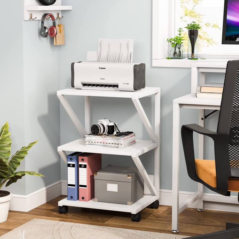 Printer Stand, 3-Tier Rolling Printer Cart Under Desk Storage