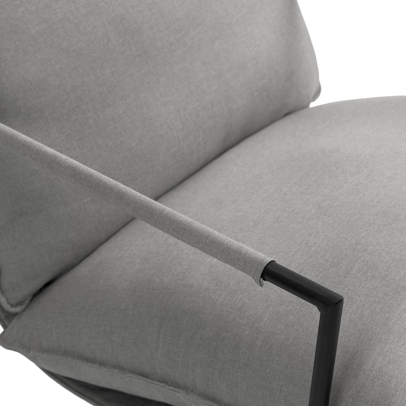 Modern Metal Frame Upholstered Sling Accent Armchair Set of 2